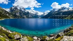 3月日历美丽的高山湖景电脑壁纸