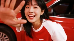 活力少女红色调电脑桌面壁纸