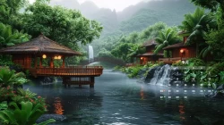 9月日历护眼绿景树木河流电脑桌面壁纸