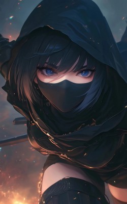 黑色斗篷 蒙面女侠 暗黑系 4k手机壁纸竖屏动漫