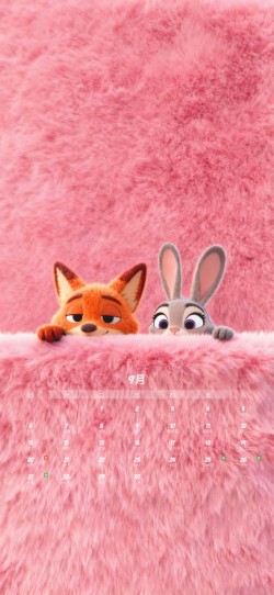 9月日历朱迪尼克 粉色毛绒背景4k手机壁纸