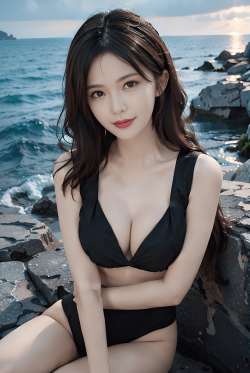 黑色比基尼泳装, 甜美的女孩壁纸